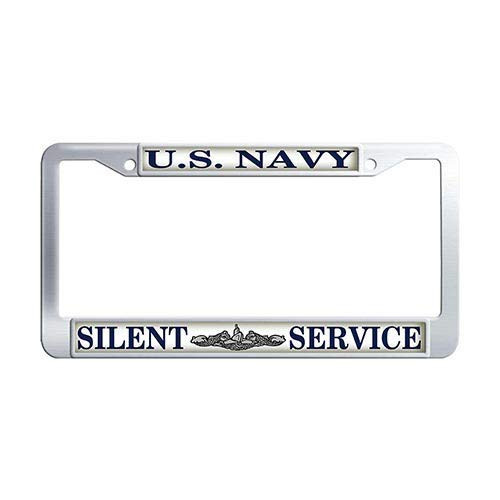 Framespolishisf US Navy Silent Service License Plate Frame Stainless Steel Car Auto Tag Frame