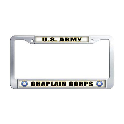 Framespolishisf US Army Chaplain Corps License Plate Frame Stainless Steel License Cover Holder