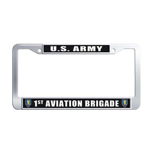 Framespolishisf US Army 1st Aviation Brigade License Plate Frame Stainless Steel License Tag Holder