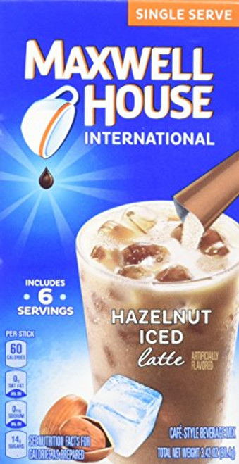 Maxwell House Beverage Mix  Cafe-Style  Iced Latte  Single Serve  Hazelnut  3.4 oz -Pack of 8-