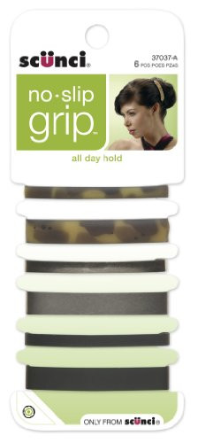 Scunci No-Slip Grip Stay Tight Barrettes 6 ea -Pack of 4-