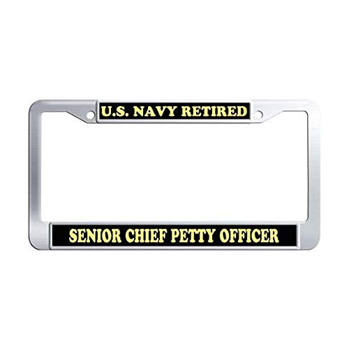 FramePro US Navy Retired Senior Chief Petty Officer License Plate Frame Stainless Steel License Plate Frame Holder FramePro US Navy Retired Senior Chief Petty Officer License Plate Frame Stainless Steel License Plate Frame Holder