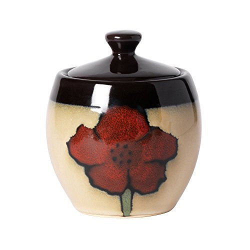 Pfaltzgraff Painted Poppies Sugar Bowl with Lid, 10-Ounce