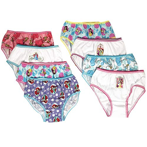Handcraft Disney Princess Girls Panties Underwear - 8-Pack Briefs Ariel Cinderella Rapunzel 6