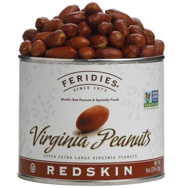 FERIDIES Super Extra Large Red Skin Virginia Type Peanuts - 9oz Can -Pack 3-