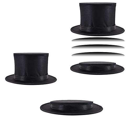 Doowops Black Magic Folding Spring Hat Magic Tricks Appearing Vanishing Objects Hat Stage Accessories Gimmick Magician Folding Top Hat