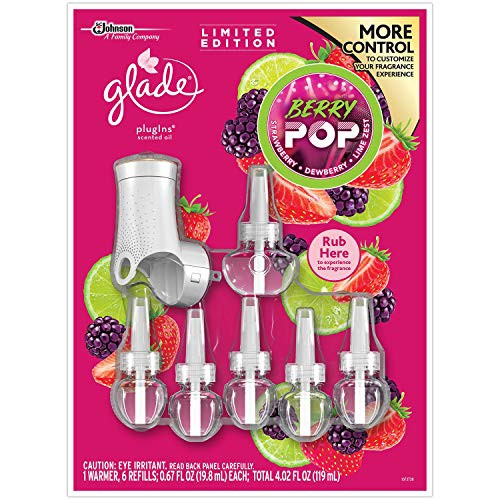 Glade Plugins Berry Pop 1 Scented Oil Warmer  and  6 Scented Oil Fragrance Refills