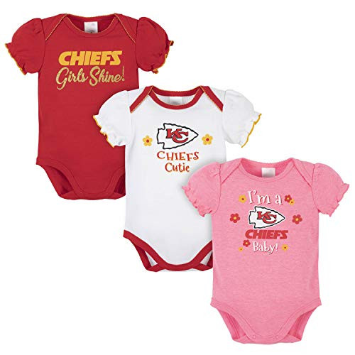 NFL Kansas City Chiefs 3 Pack Short Sleeve Bodysuit  red White Pink Kansas City Chiefs  3-6 Months
