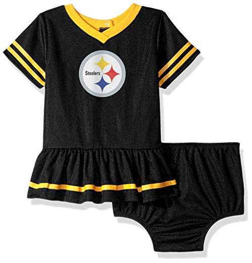 NFL Pittsburgh Steelers Team Jersey Dress and Diaper Cover black yellow Pittsburgh Steelers 6-12 Months NFL Pittsburgh Steelers Team Jersey Dress and Diaper Cover black yellow Pittsburgh Steelers 6-12 Months