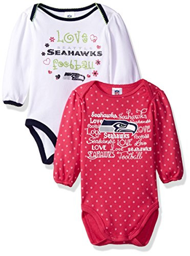 NFL Seattle Seahawks Baby-Girls 2-Pack Long-Sleeve Bodysuits  Pink  12 Months -922422160-