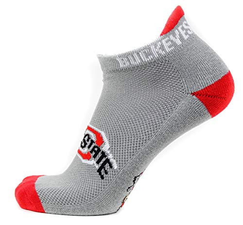NCAA Ohio State Buckeyes Men s Footie Socks  Gray with Red Heel Toe
