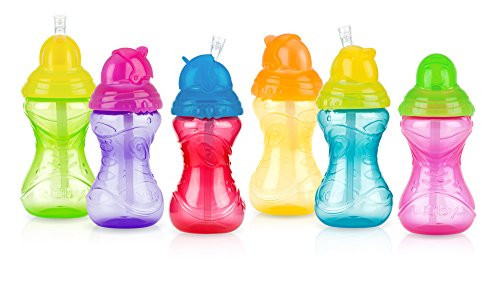 Nuby No-Spill Clik-It Flip-It Straw Cup  9 Ounce  Colors May Vary