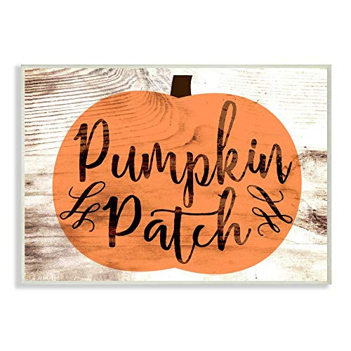 Stupell Industries Pumpkin Patch Halloween Typography Wall Plaque  13 x 19  Design by Artist Daphne Polselli