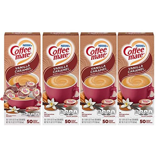 Nestle Coffee-mate Coffee Creamer  Vanilla Caramel  Liquid Creamer Singles  Box of 50 Singles -Pack of 4-