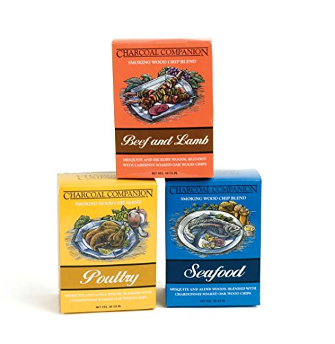 Charcoal Companion Beef  Poultry and Seafood Smoking Wood Chip Sampler Pack
