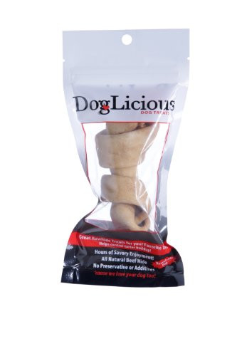 Doglicious Rawhide 4-5 inch Peanut Butter Flvd. Bone-Dog Treats New RESEALABLE Bag!