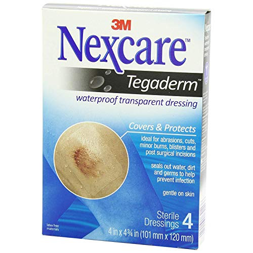 Nexcare Tegaderm Transparent Dressings 4 Inches X 4-3 4 Inches 4 Each -Pack of 2-