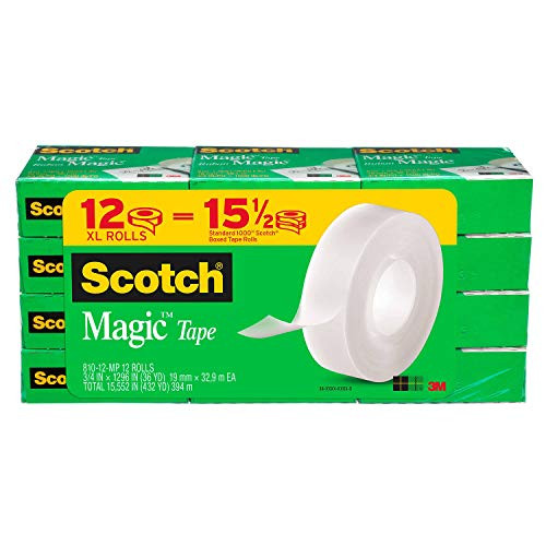 Scotch 810 Magic Tape 3 4 inch x 1296 inch - 12 Rolls Scotch 810 Magic Tape 3 4 inch x 1296 inch - 12 Rolls