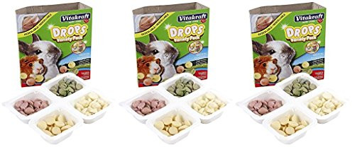 -3 Pack- Vitakraft Drops Variety Pack Treats for Rabbits and Guinea Pigs -Yogurt Banana Strawberry Alfalfa- -3 Pack- Vitakraft Drops Variety Pack Treats for Rabbits and Guinea Pigs -Yogurt Banana Strawberry Alfalfa-