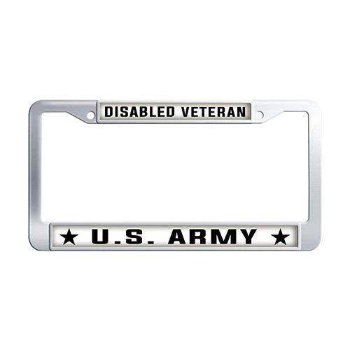 Framespolish Disabled Veteran US Army Car Auto Tag Frame Stainless Steel License Tag Holder