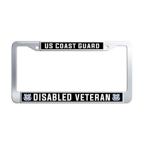 Framespolish US Coast Guard Disabled Veteran Car Tag Frame Stainless Steel License Tag Holder