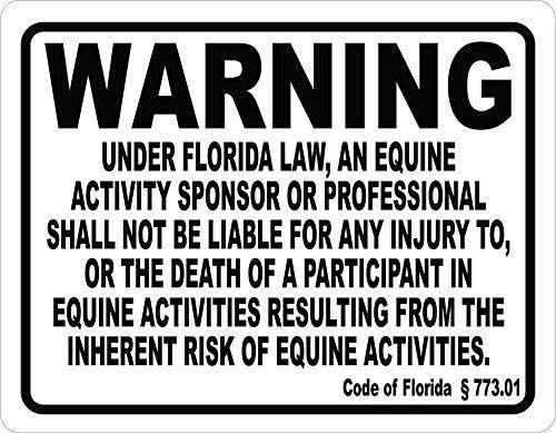 Warning Sign Florida Equine Liability Law Sign  Inform Patrons at Your Horse Riding Facility of Your Company s Rules Road Sign Business Sign 8X12 Inches Aluminum Metal Tin Sign Q0117