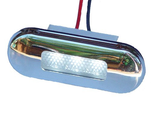 Aqua Signal 16420-7 3-LED Accent and Courtesy Light with Stainless Steel Cover - 3.35 inch x 1.22 inch  White Oval
