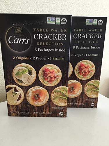 Carrs Table Water Cracker Selection 12Packs-6 Original 4Pepper 2Sesame- Pack of 2 bxs-
