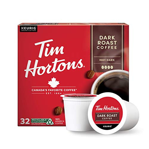 Tim Hortons Dark Roast Coffee  Single-Serve K-Cup Pods Compatible with Keurig Brewers  32ct K-Cups