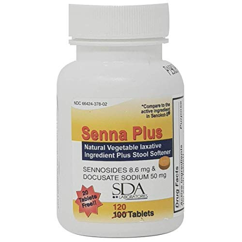 Senna Plus Natural Vegetable Laxative Plus Stool Softener - Special Pack 120 Count Tablets