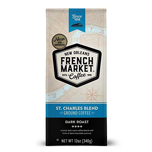 French Market Coffee  St. Charles Blend  Dark Roast Ground Coffee  12 Ounce Bag