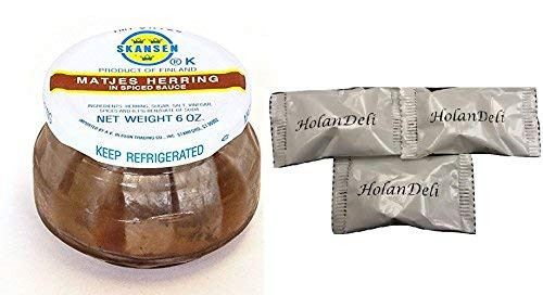 -Pack of 2- Matjes Herring Tidbits by Skansen -6 ounce-. Includes HolanDeli Chocolate Mints.