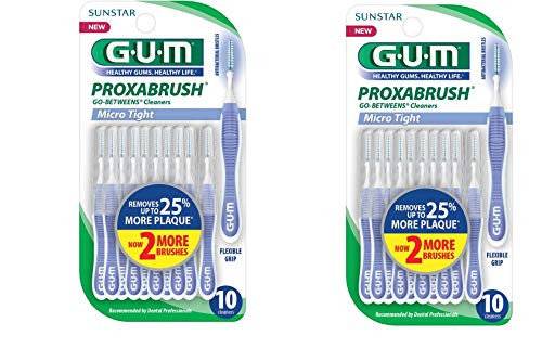 GUM Proxabrush Go-Betweens Interdental Brushes  Micro Tight  10 Count  2 Pack