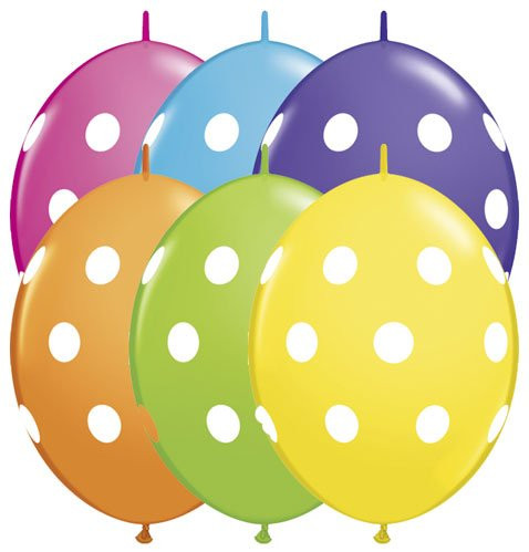 Qualatex 12 inch Quick Link Polka Dot Balloons  Tropical Assortment - Pack of 20
