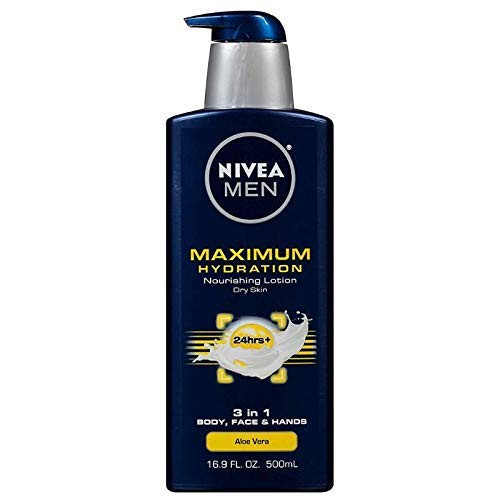 NIVEA FOR MEN Maximum Hydration Nourishing Lotion  Aloe Vera 16.90 oz -Pack of 4-
