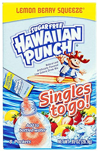 Hawaiian Punch Singles To Go Lemon Berry Squeeze Sugar Free Drink Mix 8-Count -Pack of 4-