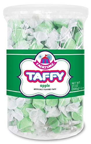 Adams  and  Brooks Fairtime Taffy  Bulk Green Candy for Candy Buffets  Green Apple Taffy  Green Apple Candy - 21 Ounce Tub