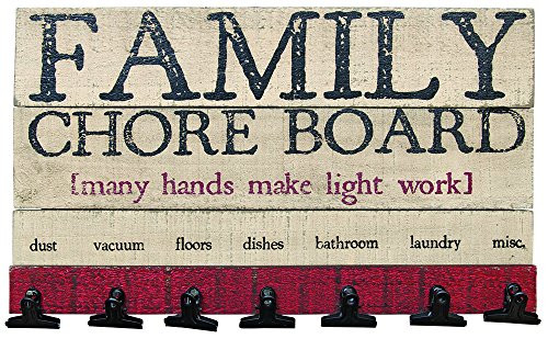 CWI Gifts 9.5" X 16"x 9.5" Wooden Family Chore Board with Clips