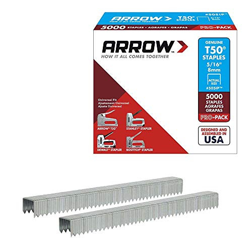 Arrow Fastener 505 2 Pack 5 16in. T50 Heavy Duty Staples  1 250 Staples Per Pack