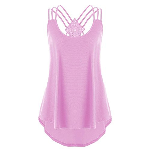 FONMA Women Bandages Sleeveless Vest Tops High Low Tank Top Notes Strappy Tank Tops Pink FONMA Women Bandages Sleeveless Vest Tops High Low Tank Top Notes Strappy Tank Tops Pink