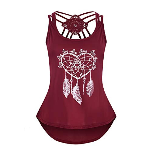 FONMA Women Bandages Sleeveless Vest Tops High Low Tank Top Notes Strappy Tank Tops Red FONMA Women Bandages Sleeveless Vest Tops High Low Tank Top Notes Strappy Tank Tops Red