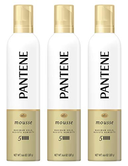 Pantene Pro-V Hair Mousse - Maximum Hold -5- - Resists Humidity - Net Wt. 6.6 OZ -187 g- Per Can - Pack of 3 Cans Pantene Pro-V Hair Mousse - Maximum Hold -5- - Resists Humidity - Net Wt. 6.6 OZ -187 g- Per Can - Pack of 3 Cans