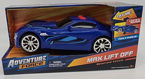 Adventure Force Max Lift Off Motorized Vehicle Corvette Blue Wheelie Action Lights and Sound Vehicle