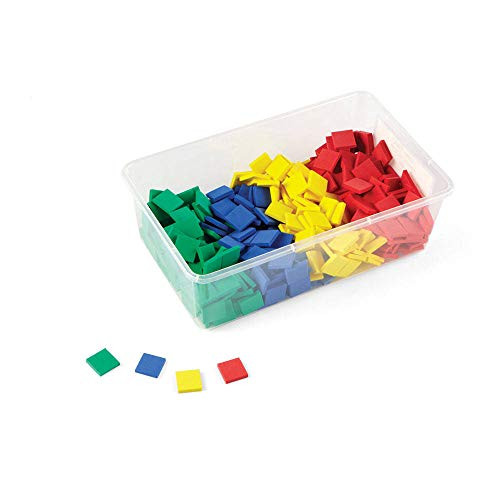 hand2mind Foam  Assorted Colors  Square Tile Counters for Math Patterns  Counting with Storage Tub -Pack of 400-