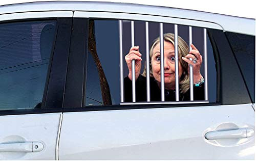 American Art Classics Ride with Hillary for Prison Car Window Decal - Hillary Goes to Jail Window Cling - Easy Removal Leaves No Residue - Do You Want Hillary in Prison? Now You Can Show It