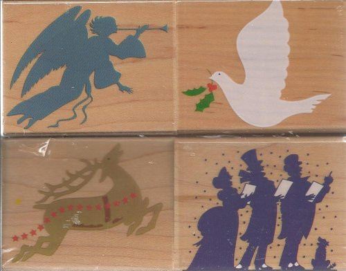 Holiday Silhouettes Wood Mounted Rubber Stamp Set -LL796-