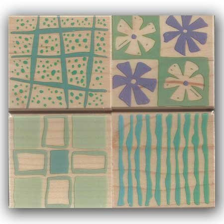 Pinwheels Shapes and Stripes Wood Mounted Rubber Stamp Set -LL806-