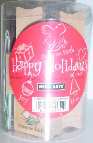Christmas Tumbler Wood Mounted Rubber Stamp Set -LL900-