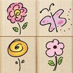Artistic Sketches Wood Mounted Rubber Stamp Set -LL892-