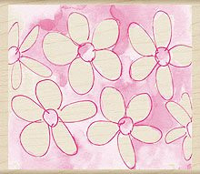 Watercolor Daisy Background Wood Mounted Rubber Stamp -H3917-